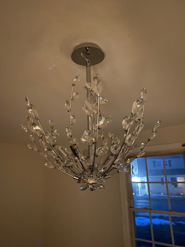 Crystal chandelier installation